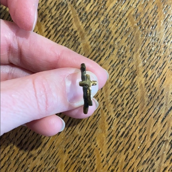 Vtg Silpada Hammered Silver and Gold Cross Ring - Picture 2 of 11